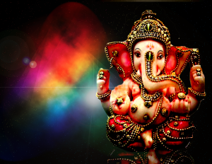 Ganapati-Ganesh in Space Lighten Background Wallpaper - 1366x768